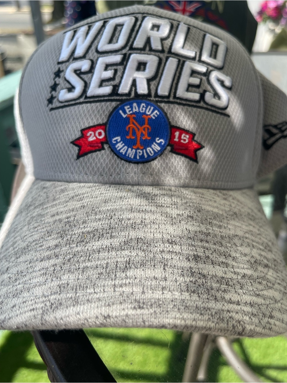 Rare new Era Gray World Series Mets League Champions Hat with Blue and Red